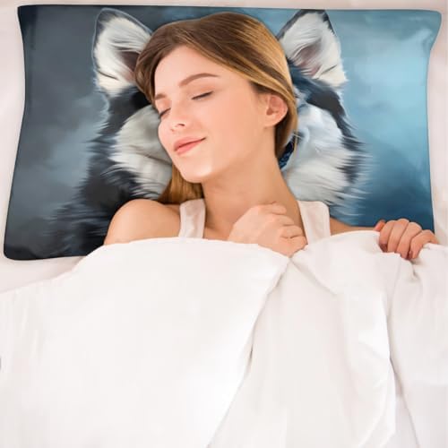 GzLeyigou Husky Satin Pillowcase 20x26in Standard Size with Zipper