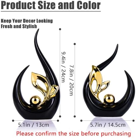 Black Gold Ceramic Statues for Modern Home Decor