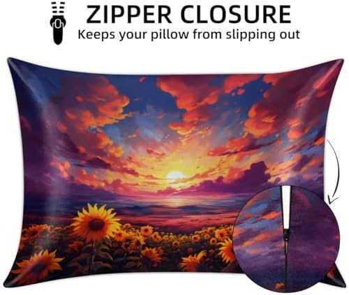 GzLeyigou Sun Flowers Satin Pillowcase 20x30in Queen Size with Zipper