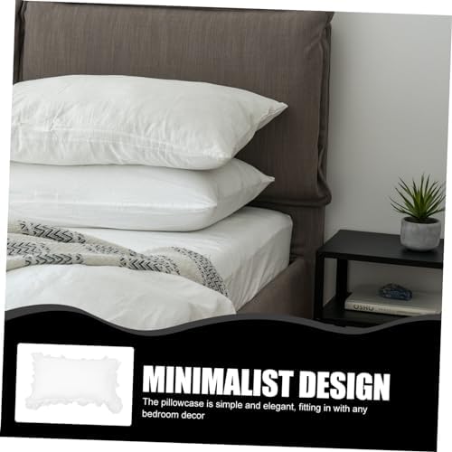 SEWOART 1 Pair Breathable Cotton Ruffled Pillow Cases with Lace Trim