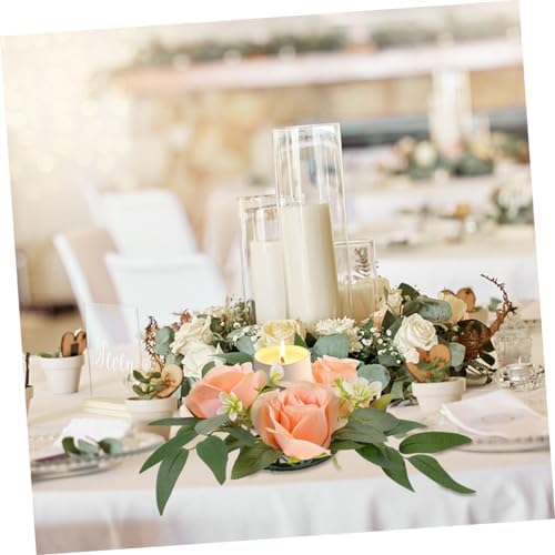 IMIKEYA Artificial Flower Candle Wreath for Pillars