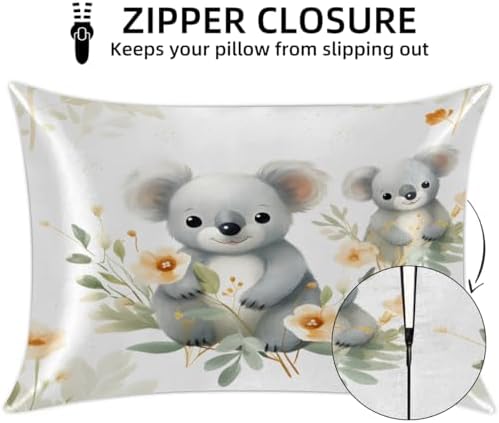 GzLeyigou Koala Satin Pillowcase Breathable Comfortable