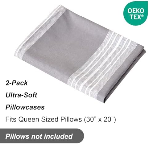 FISHDRU Queen Pillow Cases 2 Pack - Soft Fade-Resistant Wrinkle-Free