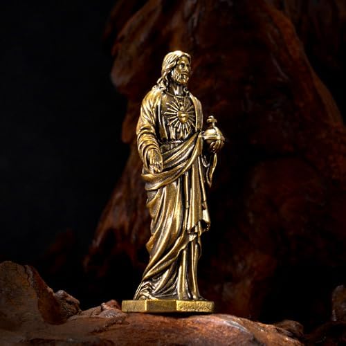 CHOVY Handcrafted Jesus Christ Brass Statue - Antique Religious Decor