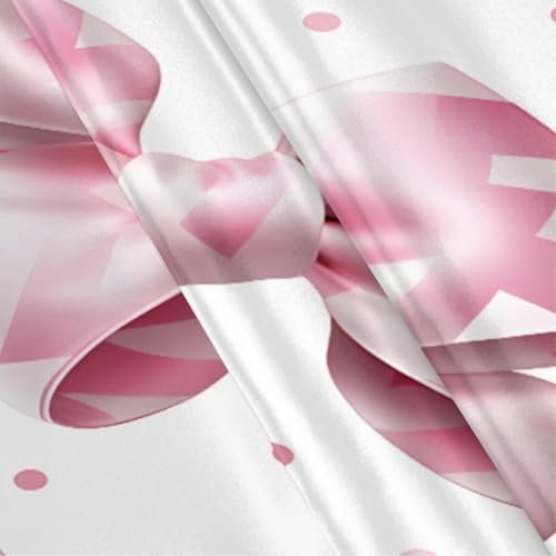 GzLeyigou Pink Gift Bow Satin Pillowcase - 20x40in King Size 1