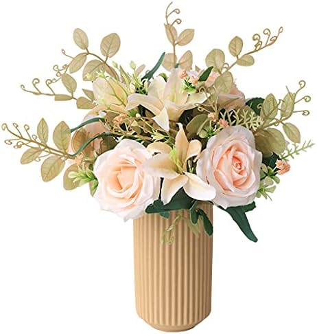 Artificial Flowers Bouquets with Ceramic Vase for Home Decor