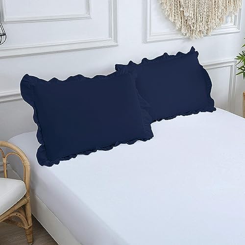 Saferay Green Ruffled Pillow Shams Set of 2