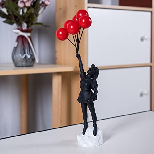 Flying Balloons Girl Statue Modern Art Decor