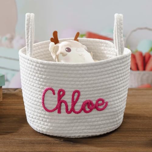 Personalized Handmade Cotton Rope Baby Basket - Custom Monogrammed Gift