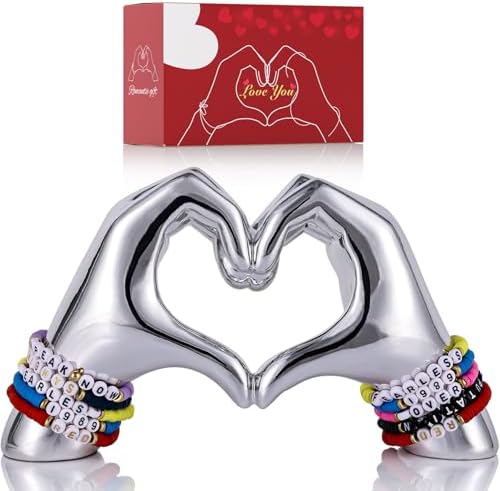 Silver Heart Hands Decor Art Sculpture for Home