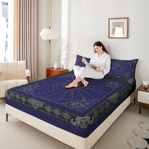 Manfei Spider Fitted Sheet Set Queen Size