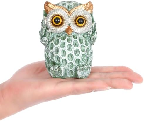 Set of 3 Green Owl Statues Home Decor Accents
