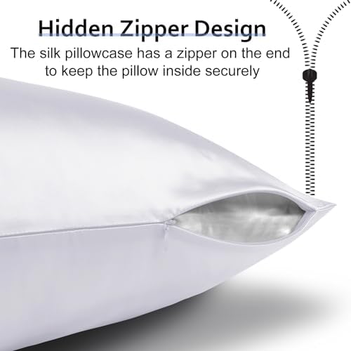 Ravmix Silk Pillow Cases 2 Pack with Hidden Zipper
