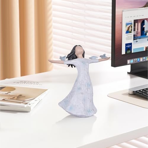 QIANLING Bluebird Angel Statue - 73in Hand-Painted Resin Decor