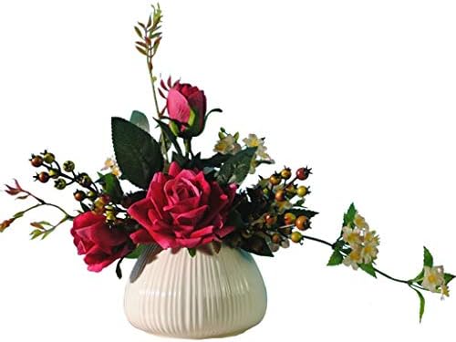 Artificial Rose and Hydrangea Flower Set with Ceramic Vase 1
