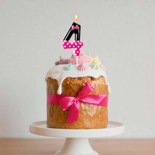 JonesLi 4th Birthday Pink Black Mouse Candle for Girls