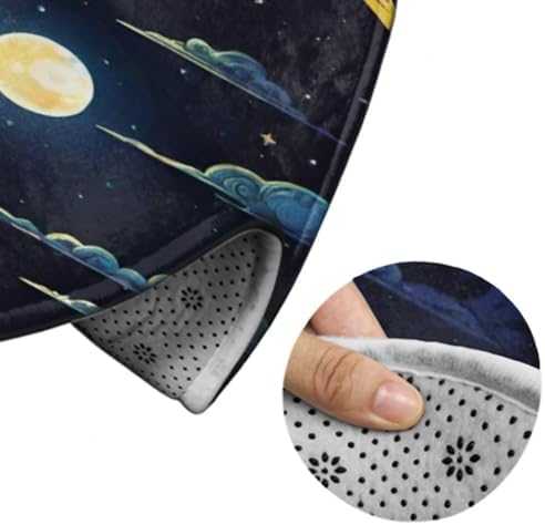 Modern Funny Alien Moon Sky Circle Rug