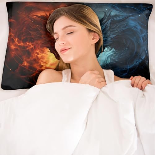 Fiery Dragon Satin Pillowcase - 20x30inch Queen Size