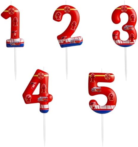 Cxryrzhe 4th Birthday Firetruck Candle Cake Topper