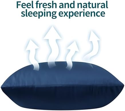 Zaizaihome Bamboo Viscose Pillowcase Set of 2 Zippered Navy Blue