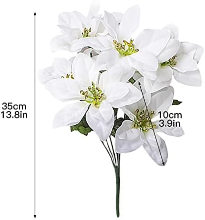6 Pack Artificial Poinsettia Bushes for Christmas Decor