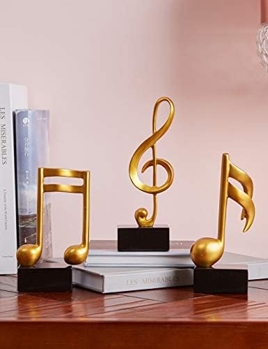 HAUCOZE Amoy-Art 3pcs Music Note Sculpture Gold 19cm