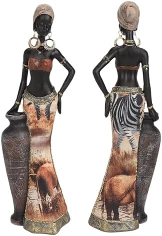 African Woman Statue Resin Lifelike Home Decor