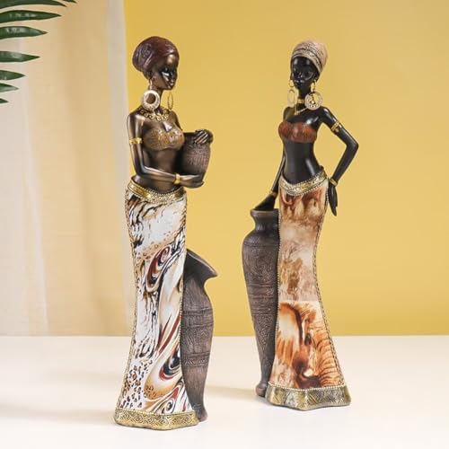 African Woman Statue Resin Lifelike Home Decor
