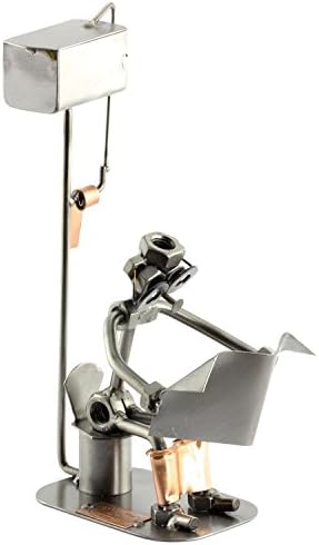 German Metal Man on the Loo Sculpture Nuts Bolts Ornament