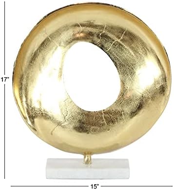 Deco 79 Gold Aluminum Geometric Sculpture with Marble Base