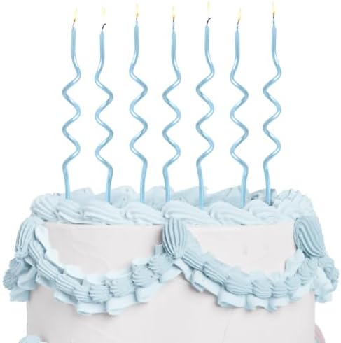 XO Fetti Pearl Blue Wavy Cake Candles - 10 Pcs 1
