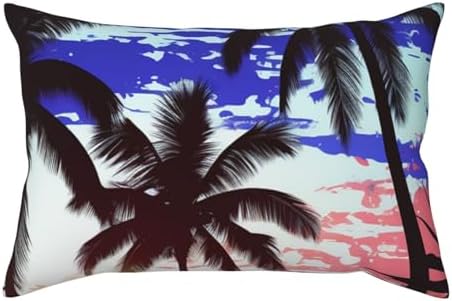 Soft Breathable Pillowcases with Envelope Closure Blue and White Palm Trees Design