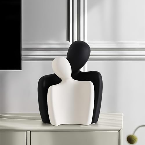 DEAMACE Ceramic Couple Statues Black White Modern Romantic