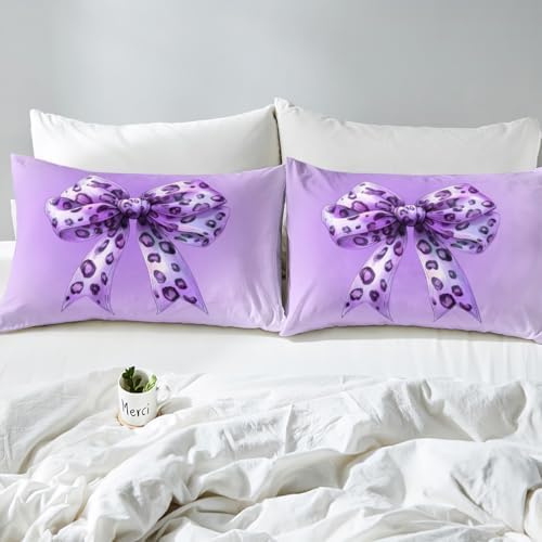 Manfei Bowknot Cheetah Print Sheet Set Twin Size