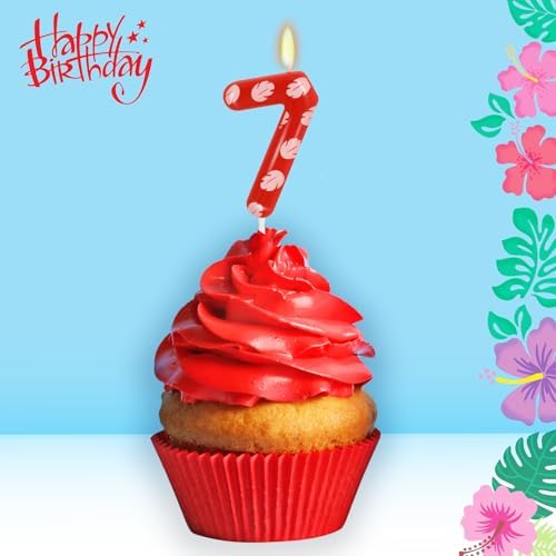 OGnomiFX 7th Birthday Candle with Red Cake Topper 1