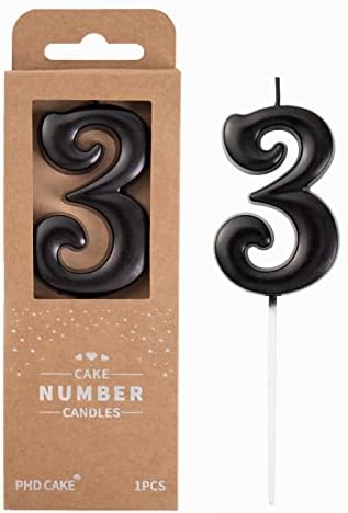 PHD CAKE 276 Inch Black 3 Number Birthday Candles 1