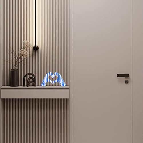 Blue and White Heart Gesture Sculpture for Home Decoration