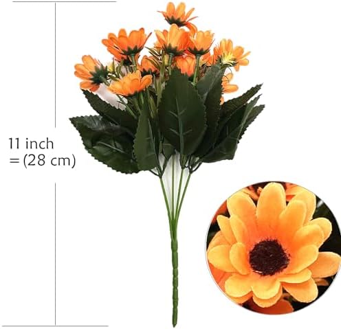 PASYOU Artificial Daisies Flowers 4 Bundles Orange