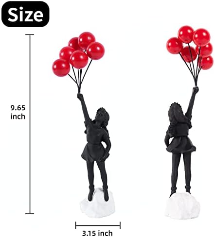 Flying Balloons Girl Statue Modern Art Decor