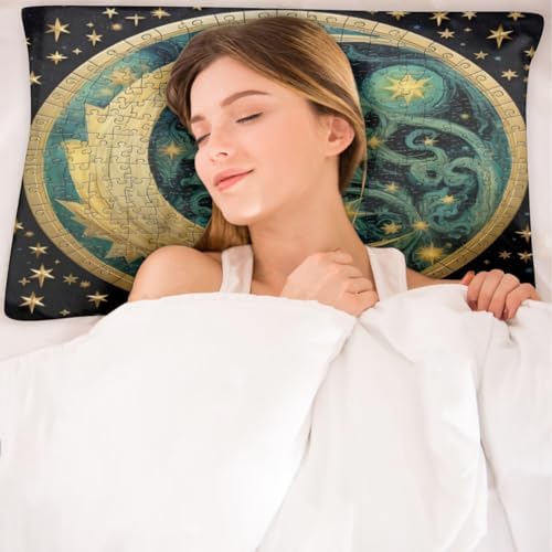 GzLeyigou Moon Star Satin Pillowcase - 20x40in King Size