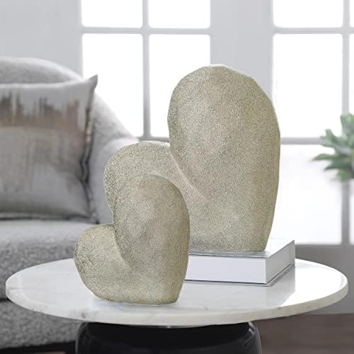 Sagebrook Home Heart Design Sculpture 8 White Ceramic Decor