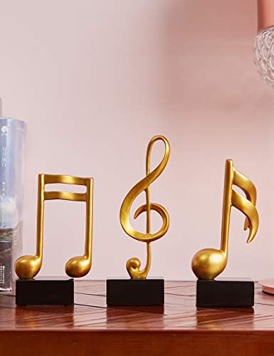 HAUCOZE Amoy-Art 3pcs Music Note Sculpture Gold 19cm