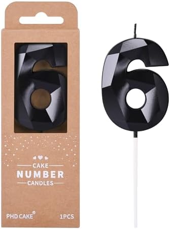 PHD CAKE 276 Inch Crystal Black 6 Number Birthday Candles 1