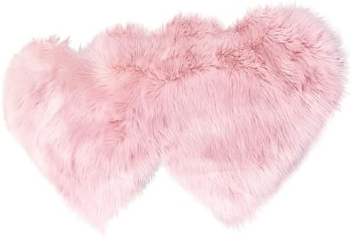 XISAOK Double Heart Shape Plush Fuzzy Carpet