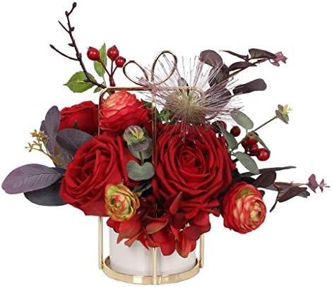 Silk Artificial Flowers With Ceramic Vase - Wedding Home Office Decor