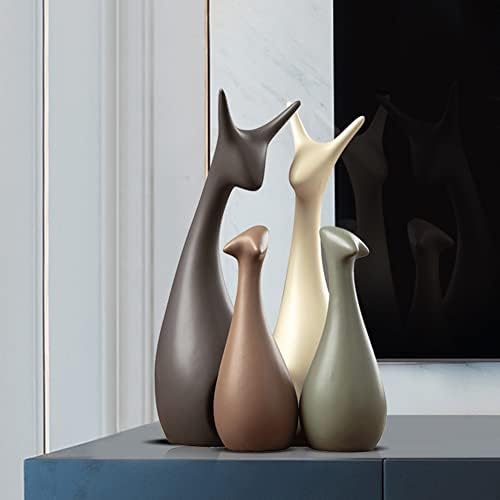 JXCBXJ Deer Family Figurines Set of 4 Ceramic Statue