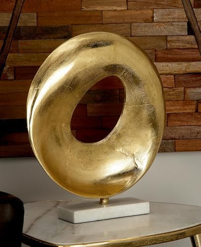 Deco 79 Gold Aluminum Geometric Sculpture with Marble Base
