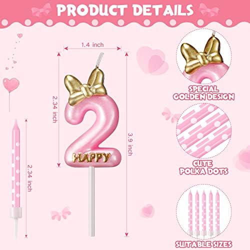 Roowest 11 Pcs Birthday Candle Girl Pink Mouse Decorations