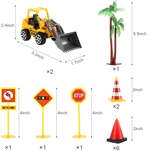 BBTO 14 Pcs Construction Party Cake Toppers Set