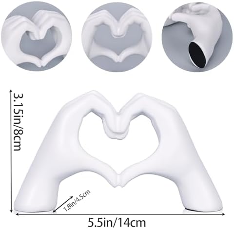 DOVDOV White Heart Hand Statue for Home Decor